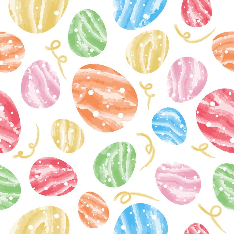 Beautiful vector seamless pattern with watercolor colorful Easter eggs