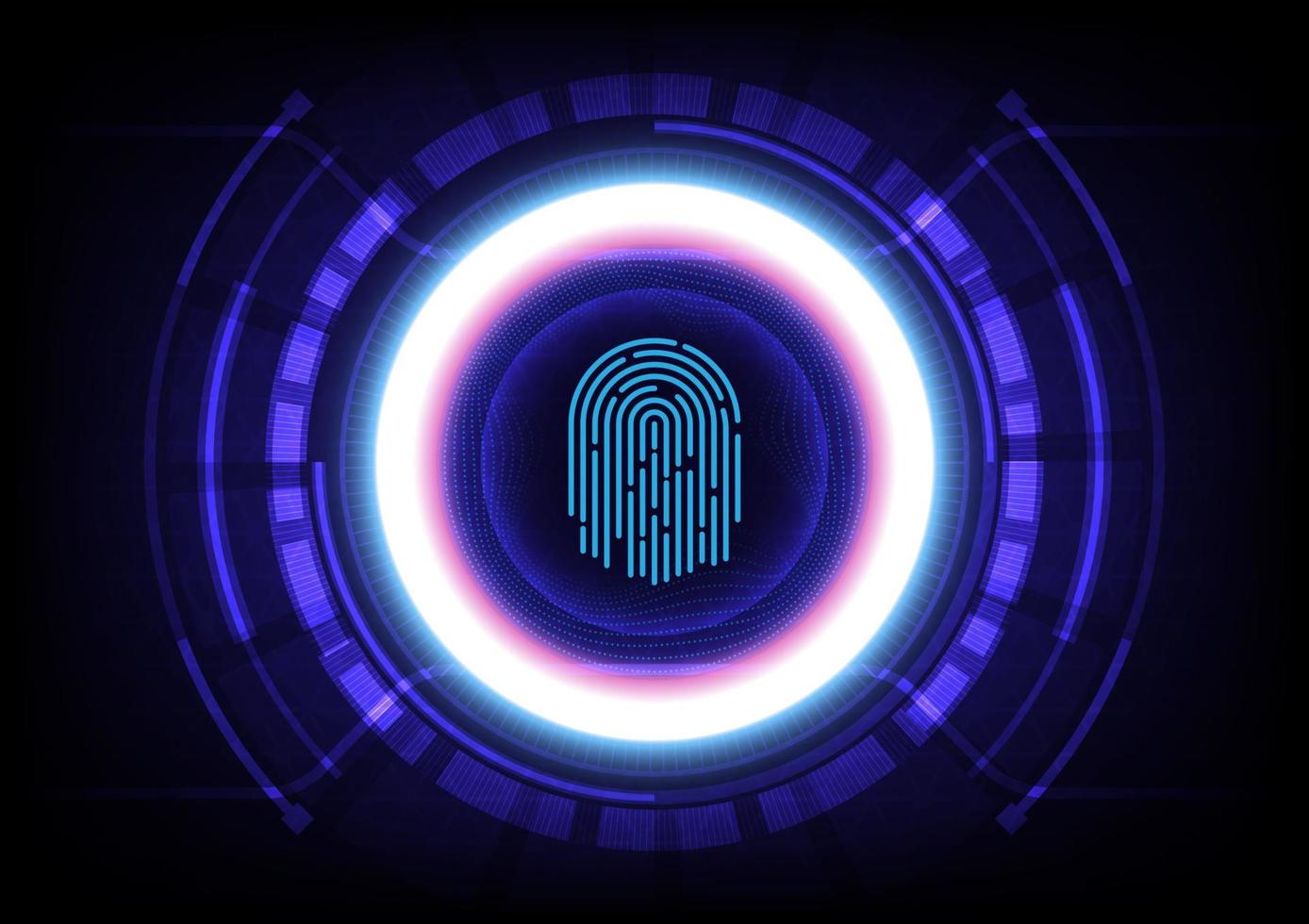 Abstract digital conceptual technology with finger print scanning for online privacy connection by login using fingerprint identification on electronic or digital screen. Biometric authorization. vector