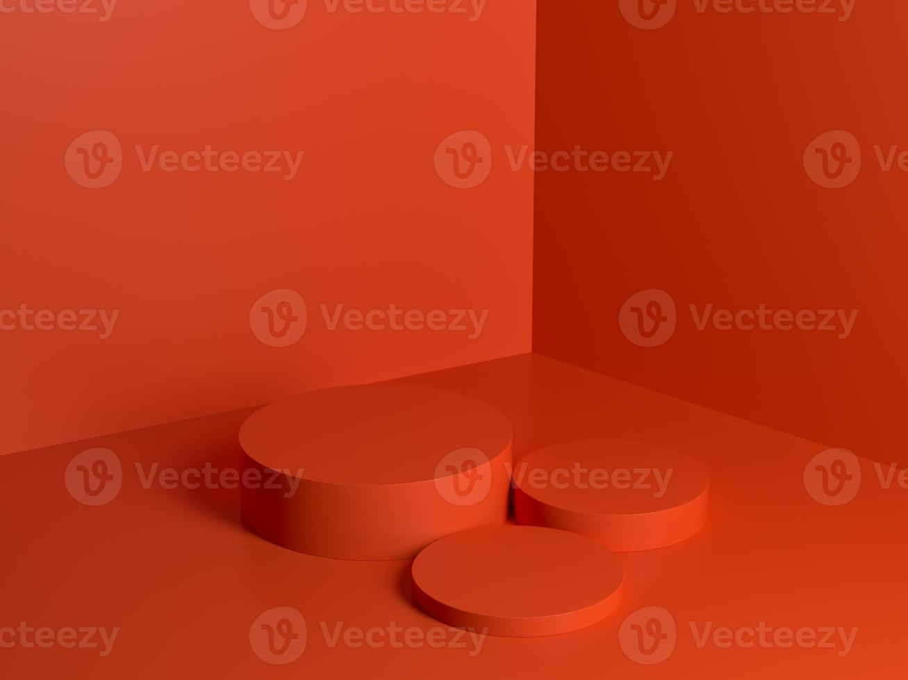 red orange podium abstract composition for product presentation high angle 3d render 3d illustration photo