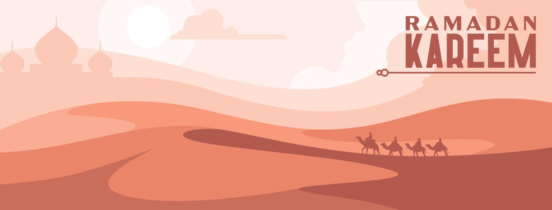 Ramadhan Kareem Desert Landscape Portrait vector
