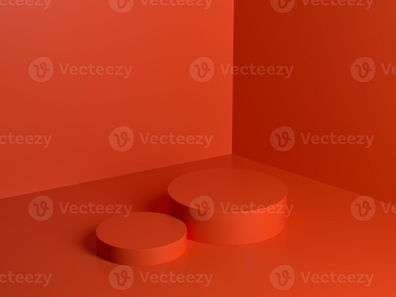 red orange podium abstract composition for product presentation high angle 3d render 3d illustration photo