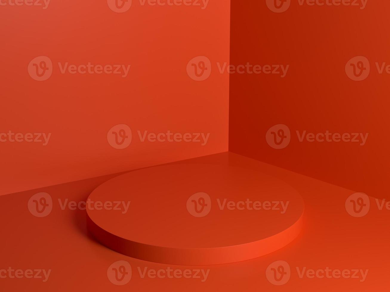 red orange podium abstract composition for product presentation high angle 3d render 3d illustration photo