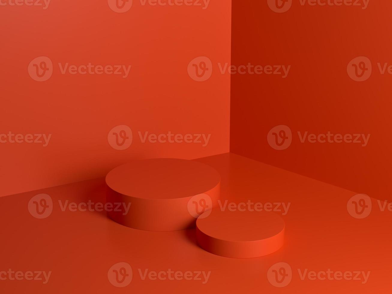 red orange podium abstract composition for product presentation high angle 3d render 3d illustration photo