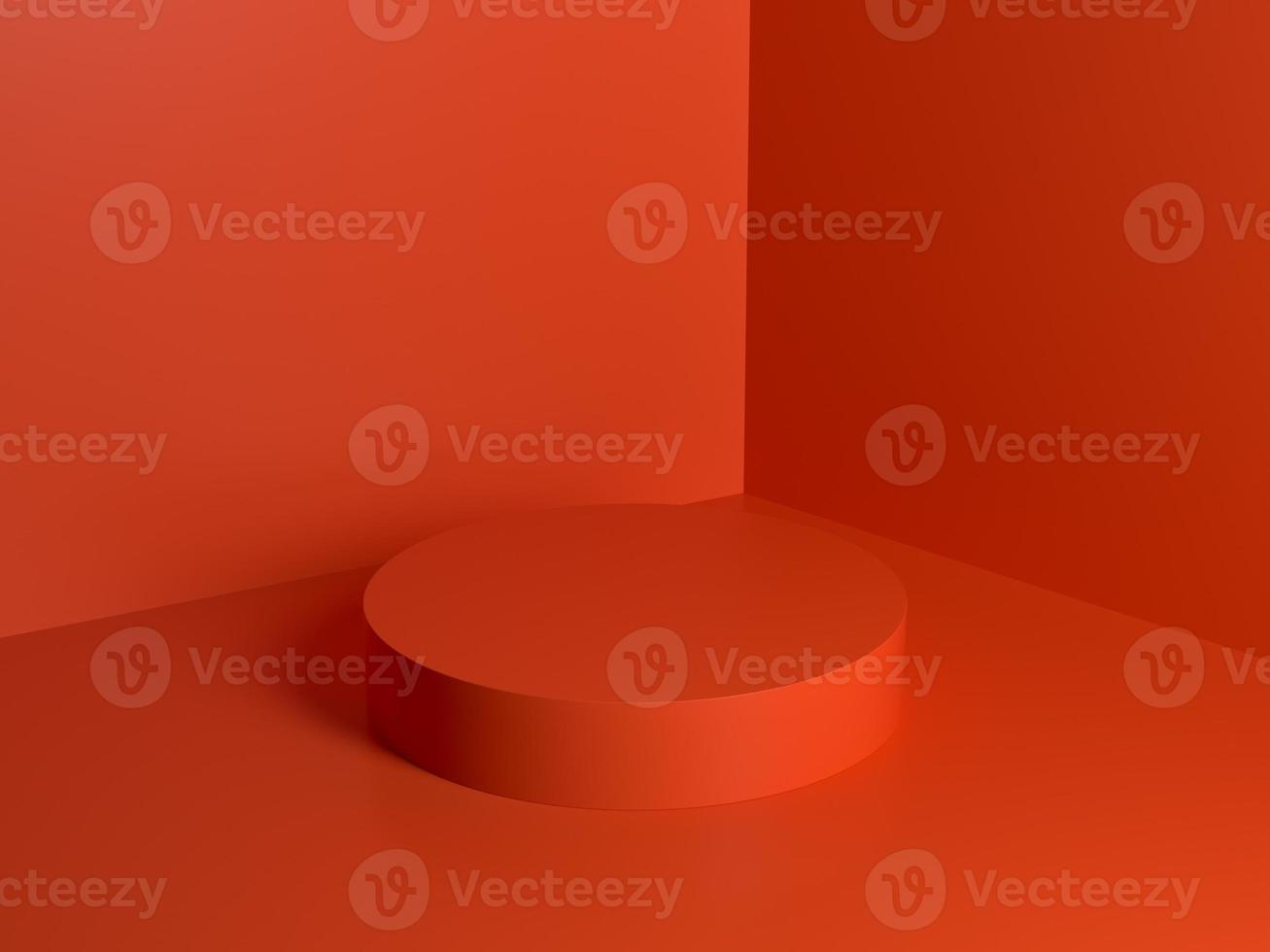 red orange podium abstract composition for product presentation high angle 3d render 3d illustration photo