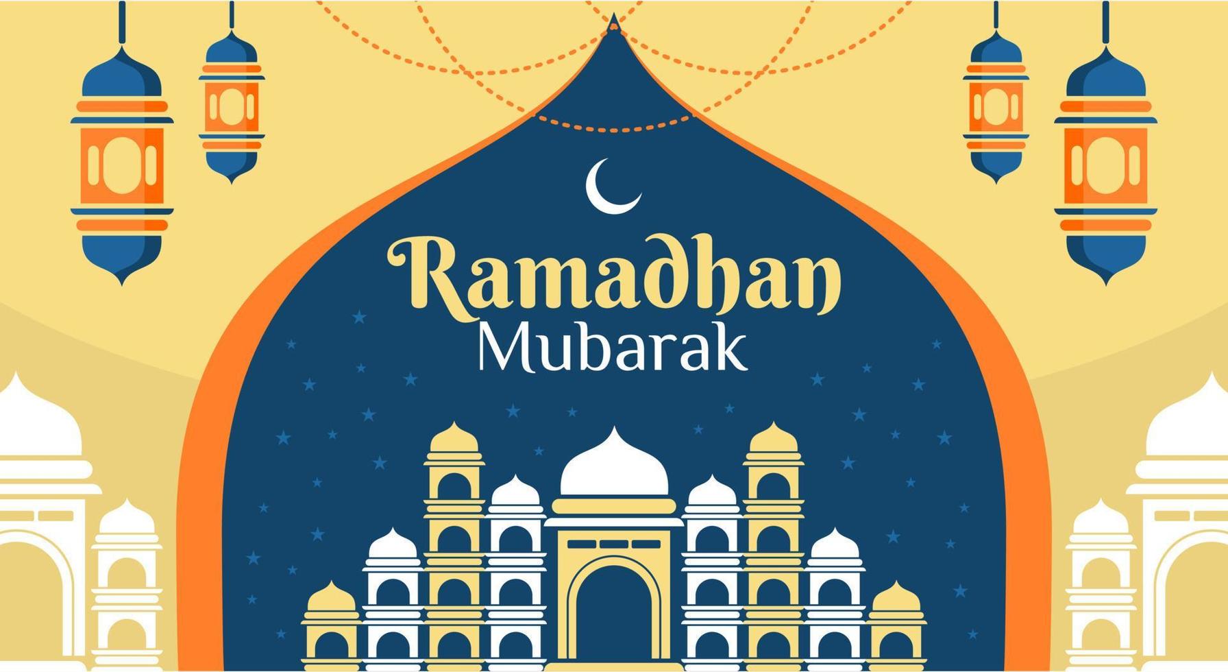 Flat ramadan islamic background vector