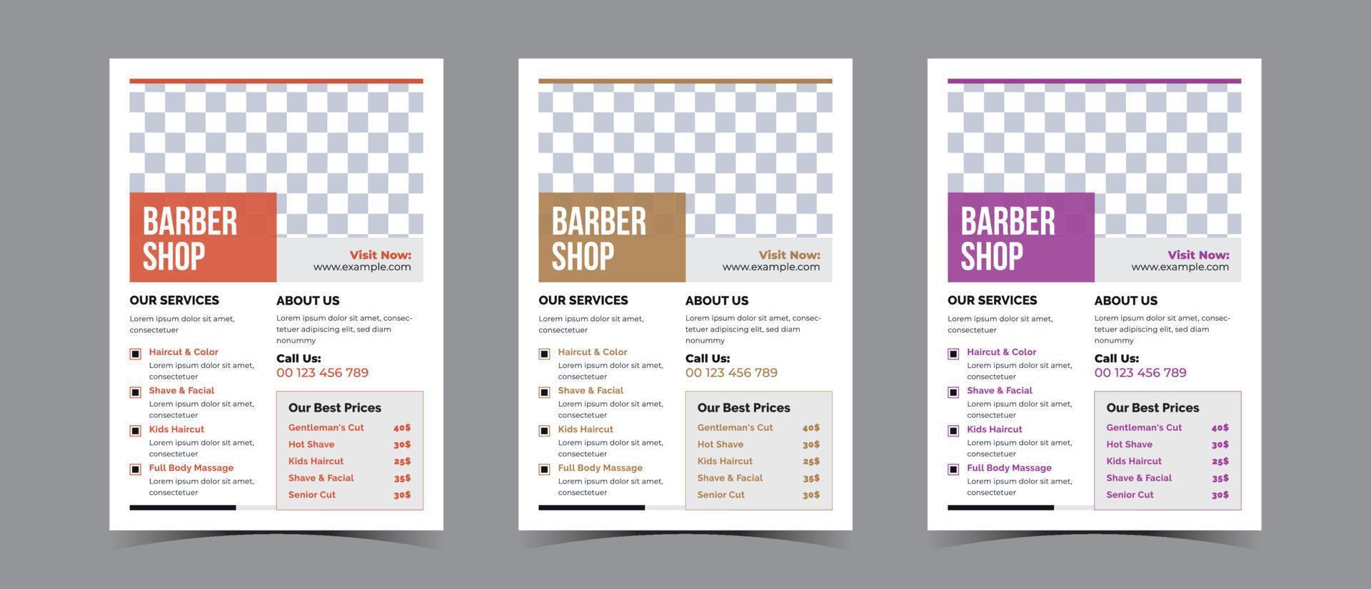 Flyer design for barber shop business and spa business vector