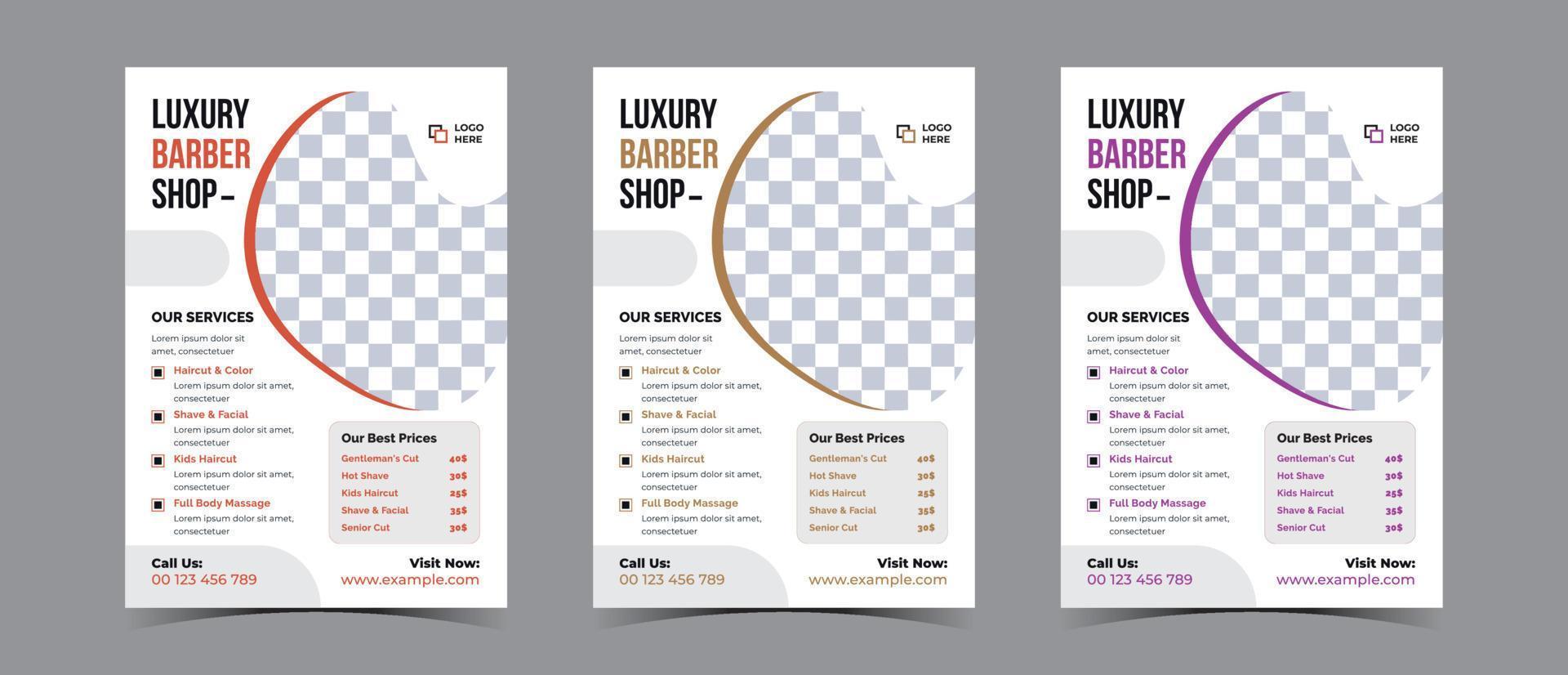 Flyer design for barber shop business and spa business vector