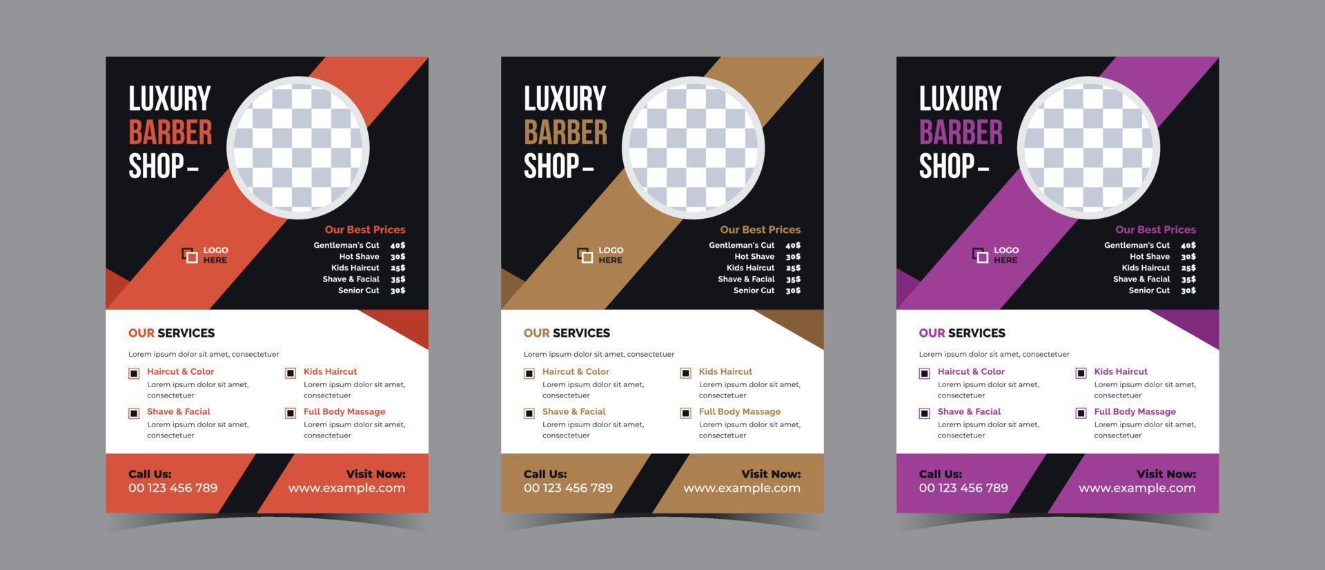 Flyer design for barber shop business and spa business vector