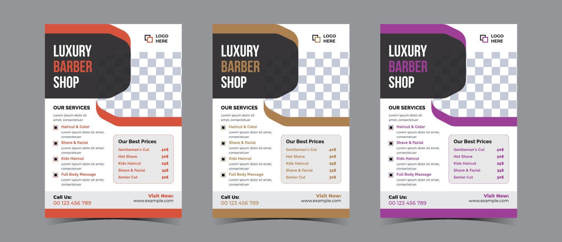 Flyer design for barber shop business and spa business vector