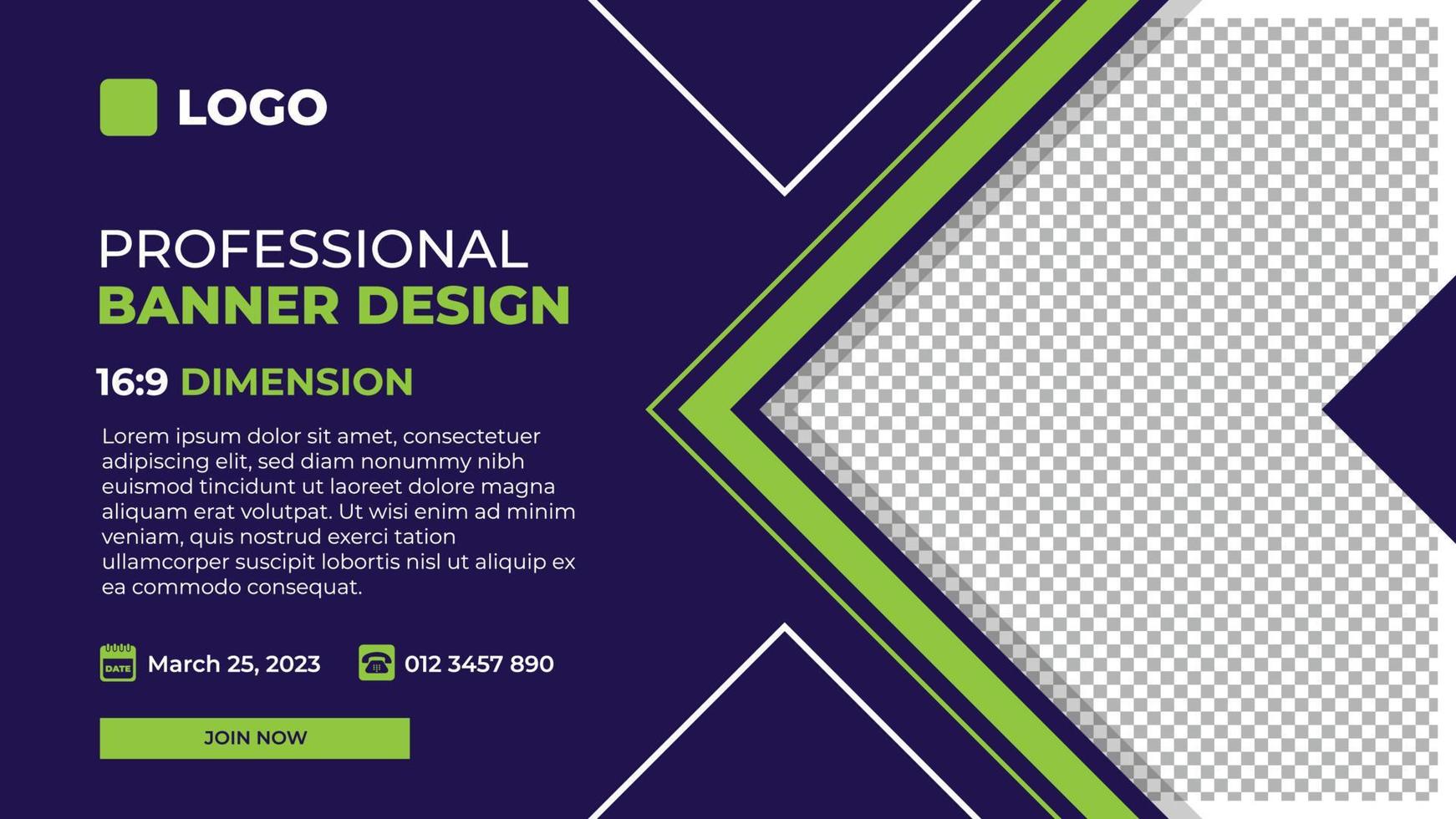 Professional modern banner vector, business company horizontal background template with layout text and empty space for image vector