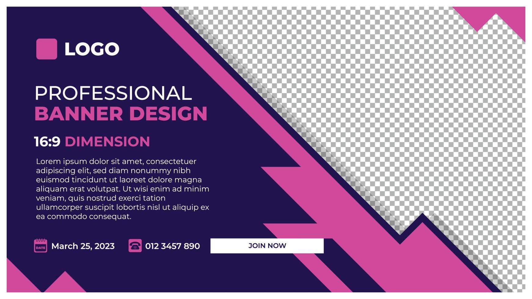 Professional modern banner vector, business company horizontal background template with layout text and empty space for image vector