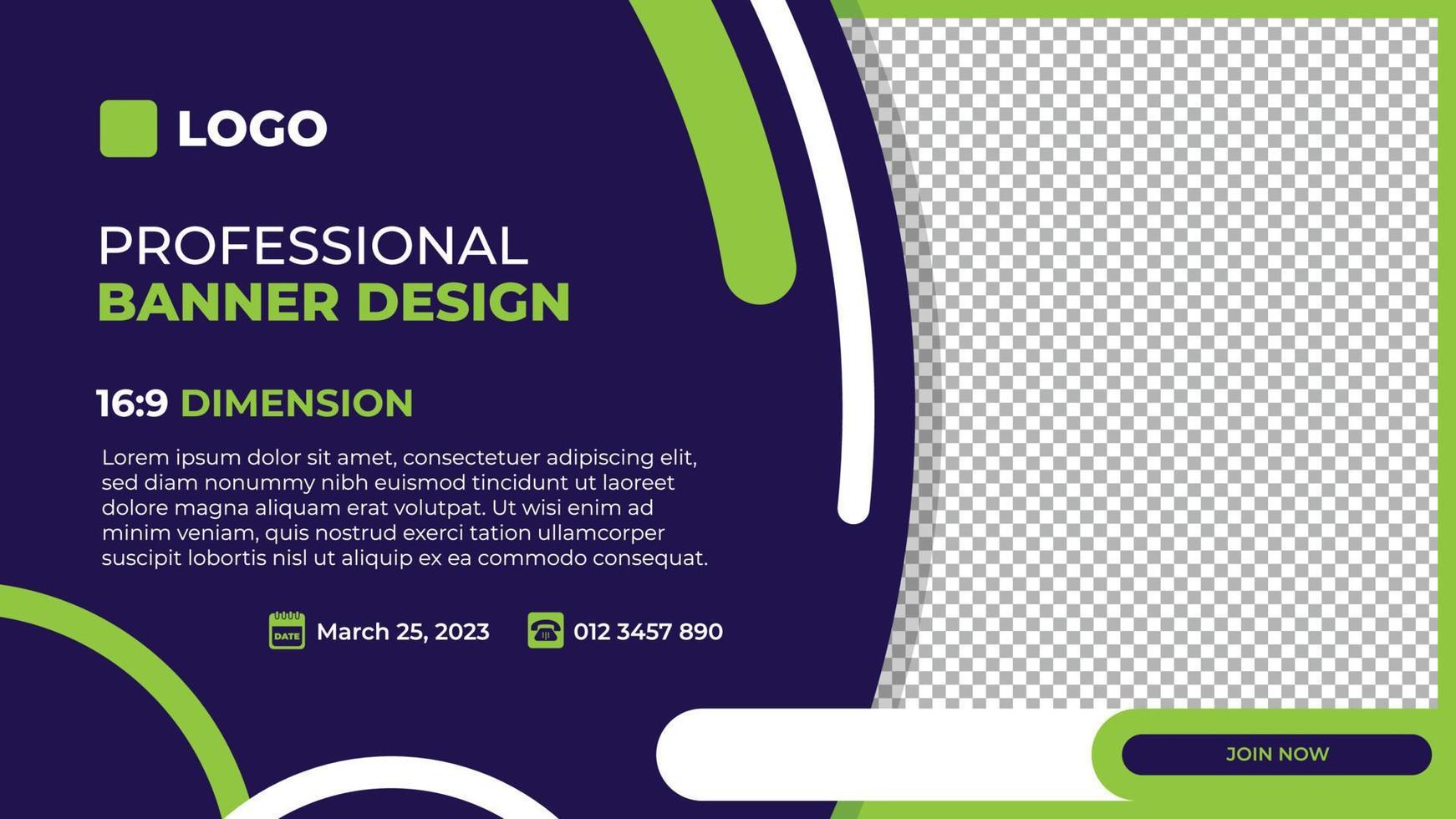 Professional modern banner vector, business company horizontal background template with layout text and empty space for image vector