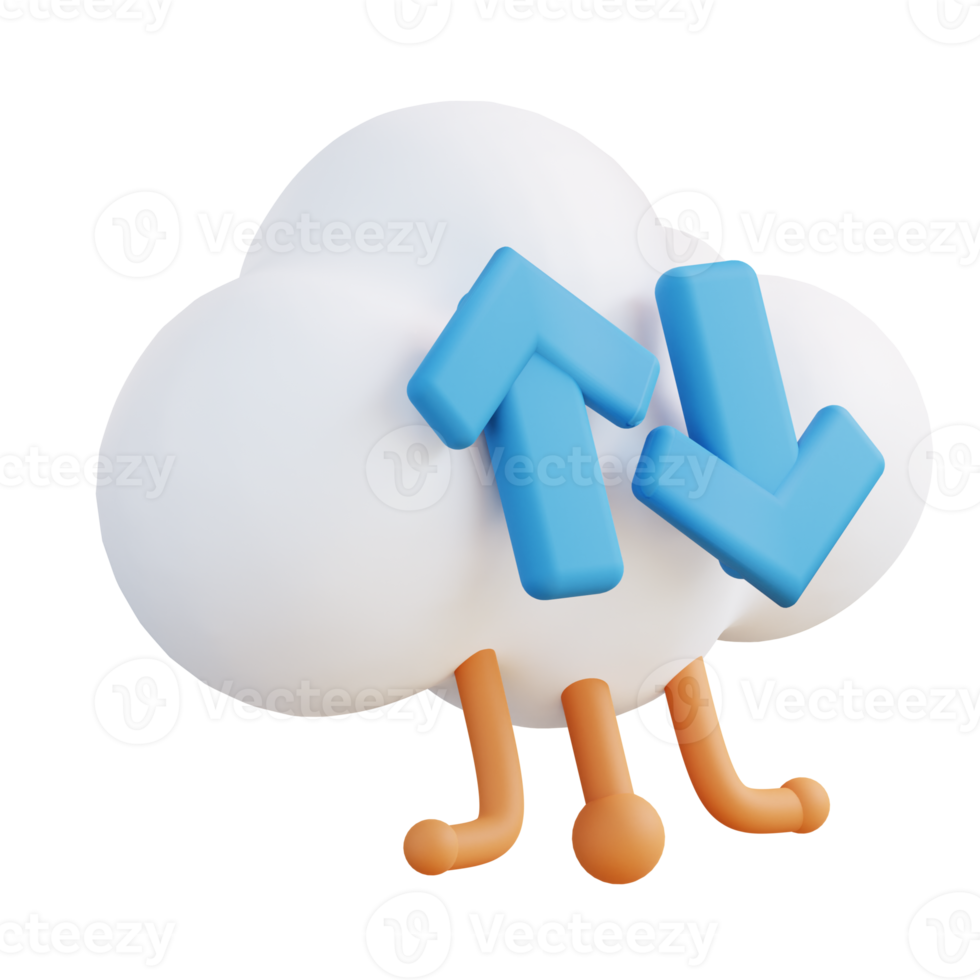 3D illustration of cloud backup management png