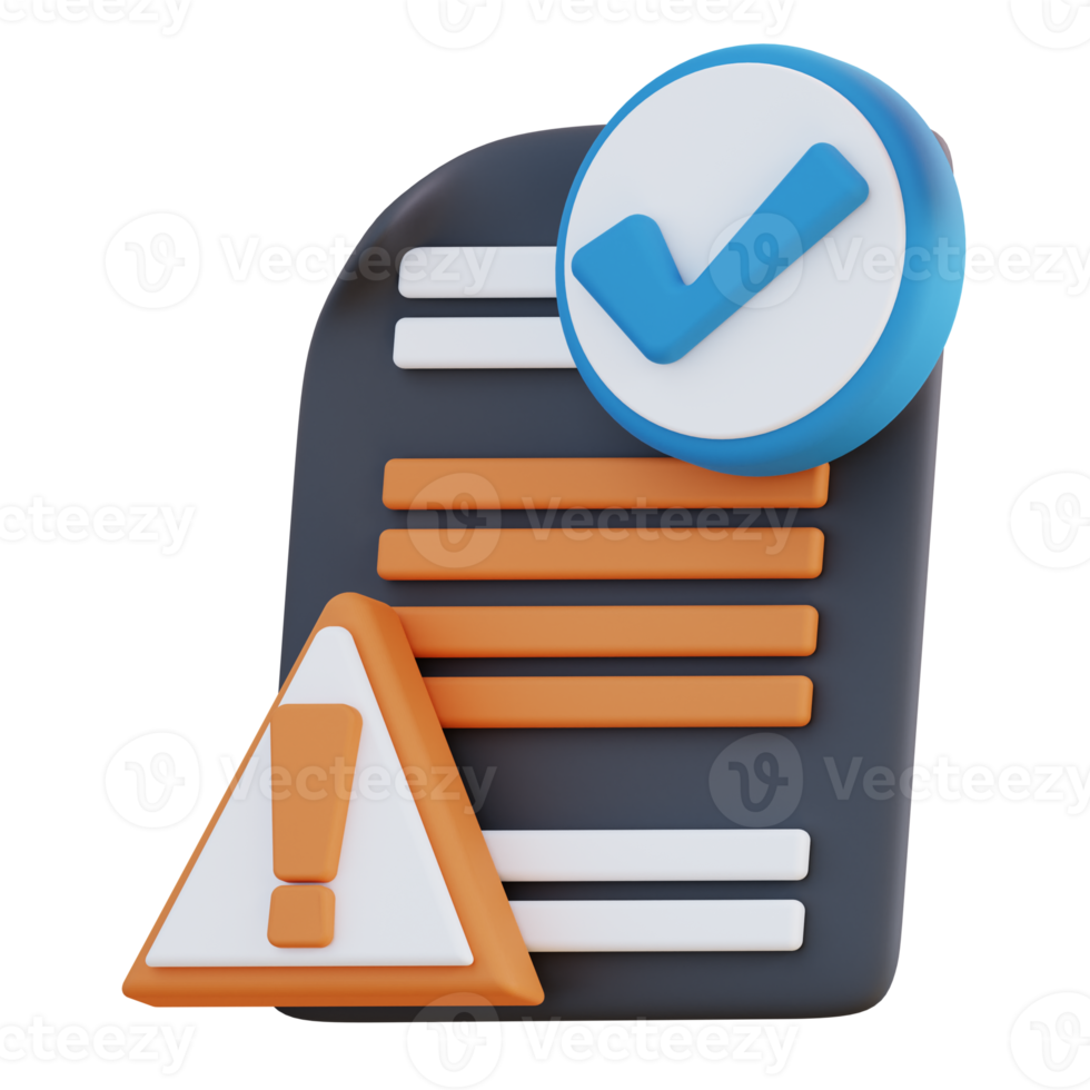 3D illustration of checklist document png