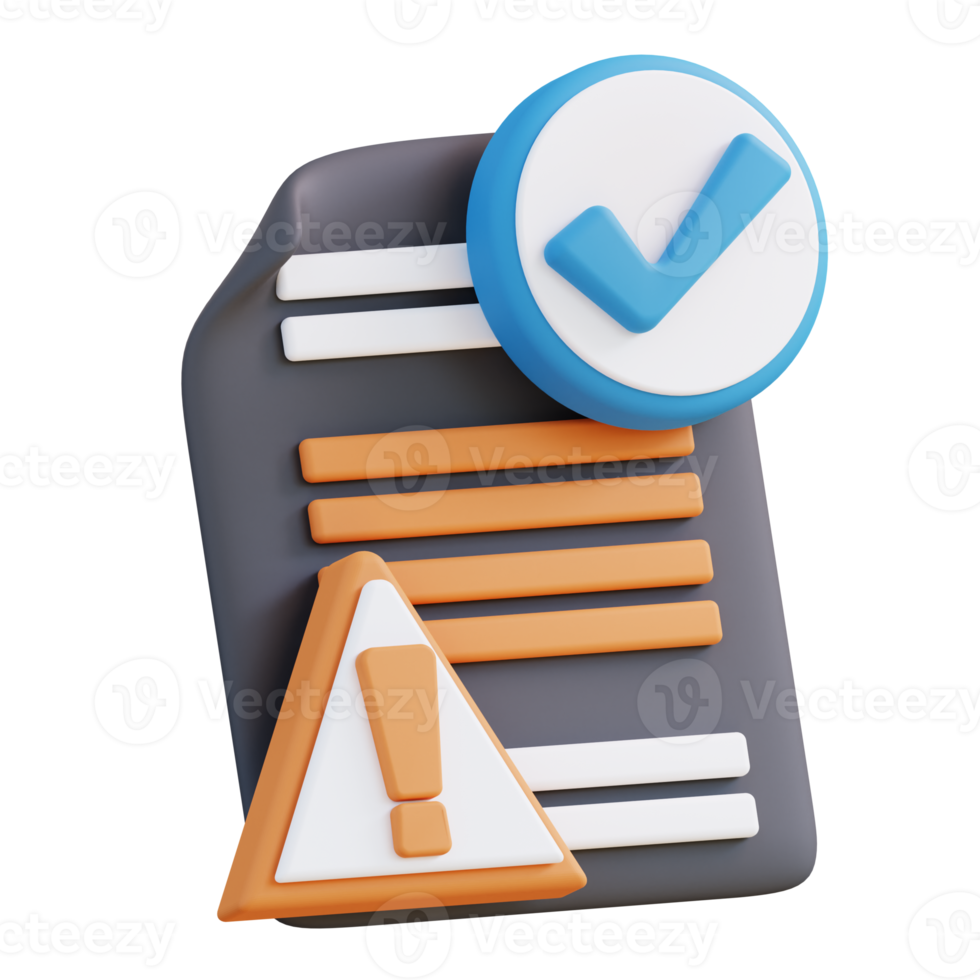 3D illustration of checklist document png