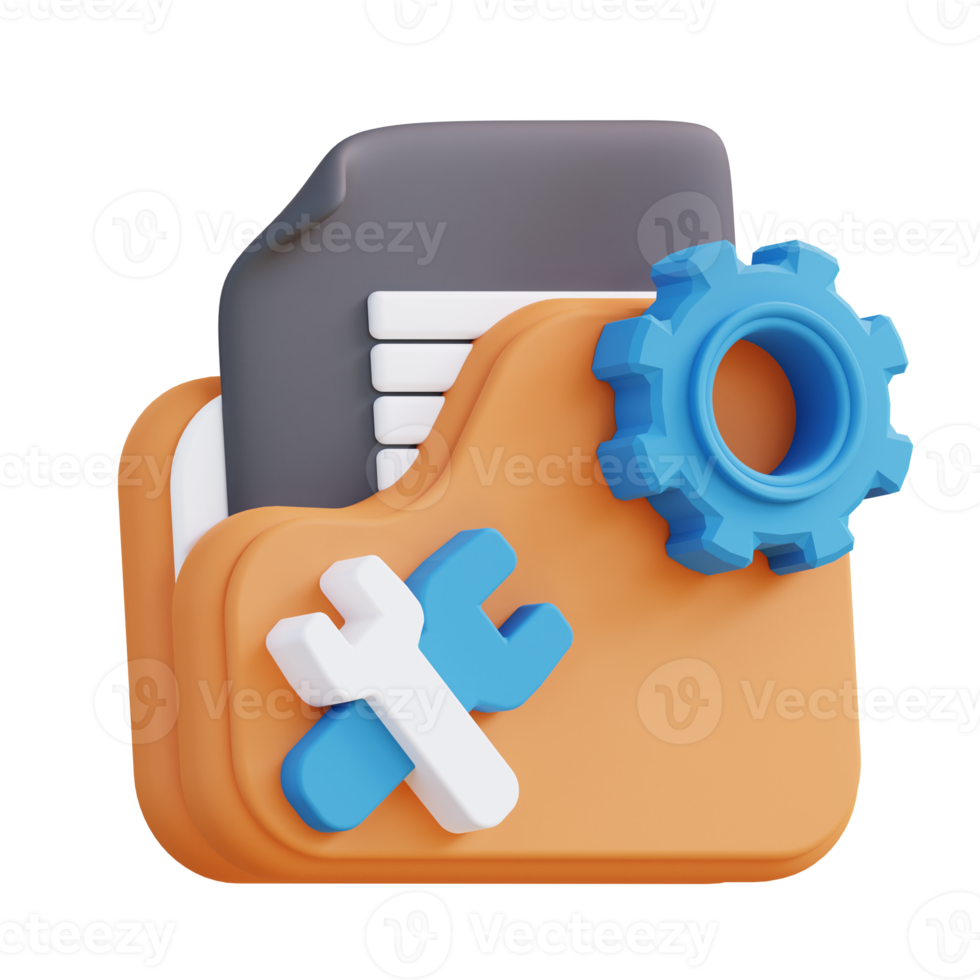 3D illustration of setting folder png