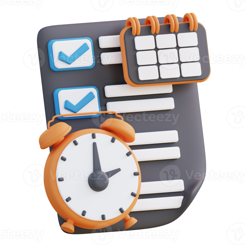 3D illustration of time calendar schedule management png