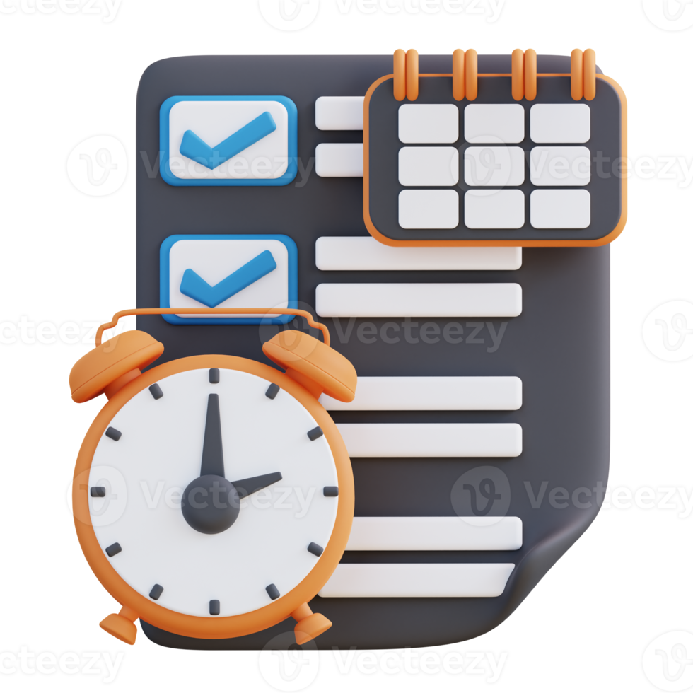 3D illustration of time calendar schedule management png