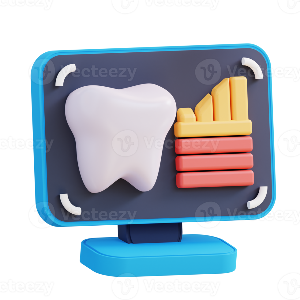 3d illustration computer showing dental health percentage png