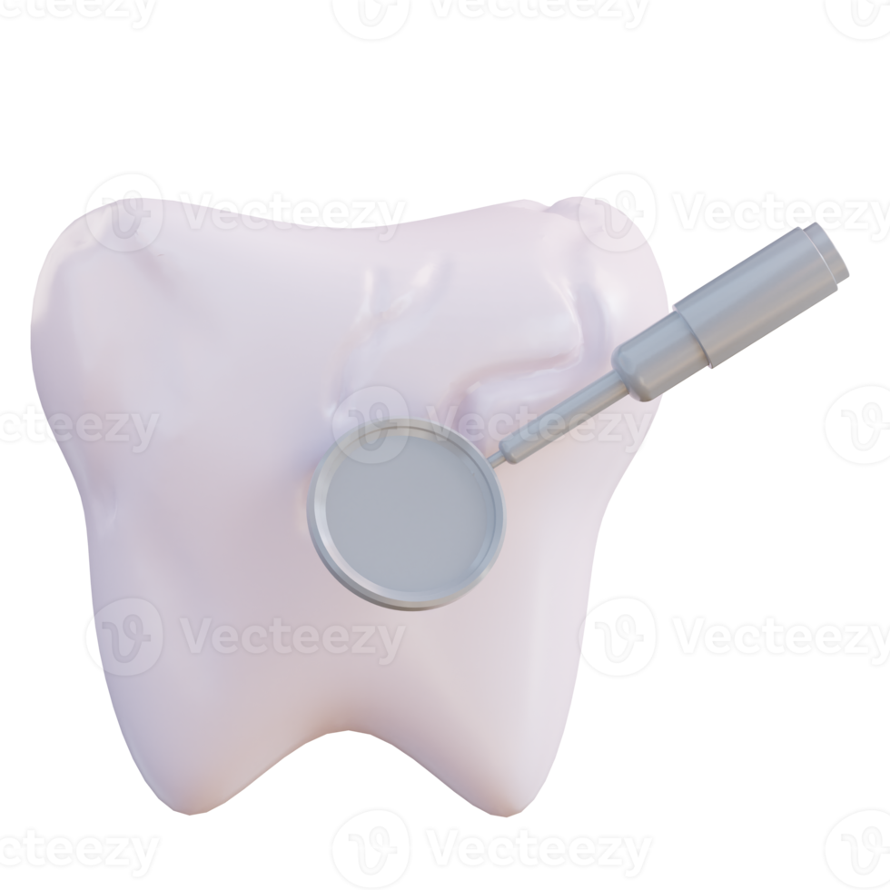 3d illustration mirror for checking cavities png