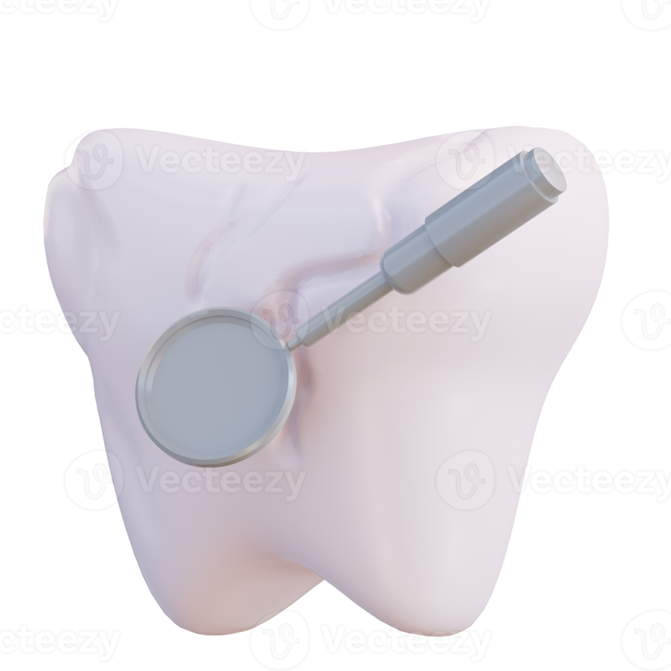 3d illustration miroir pour vérification caries png