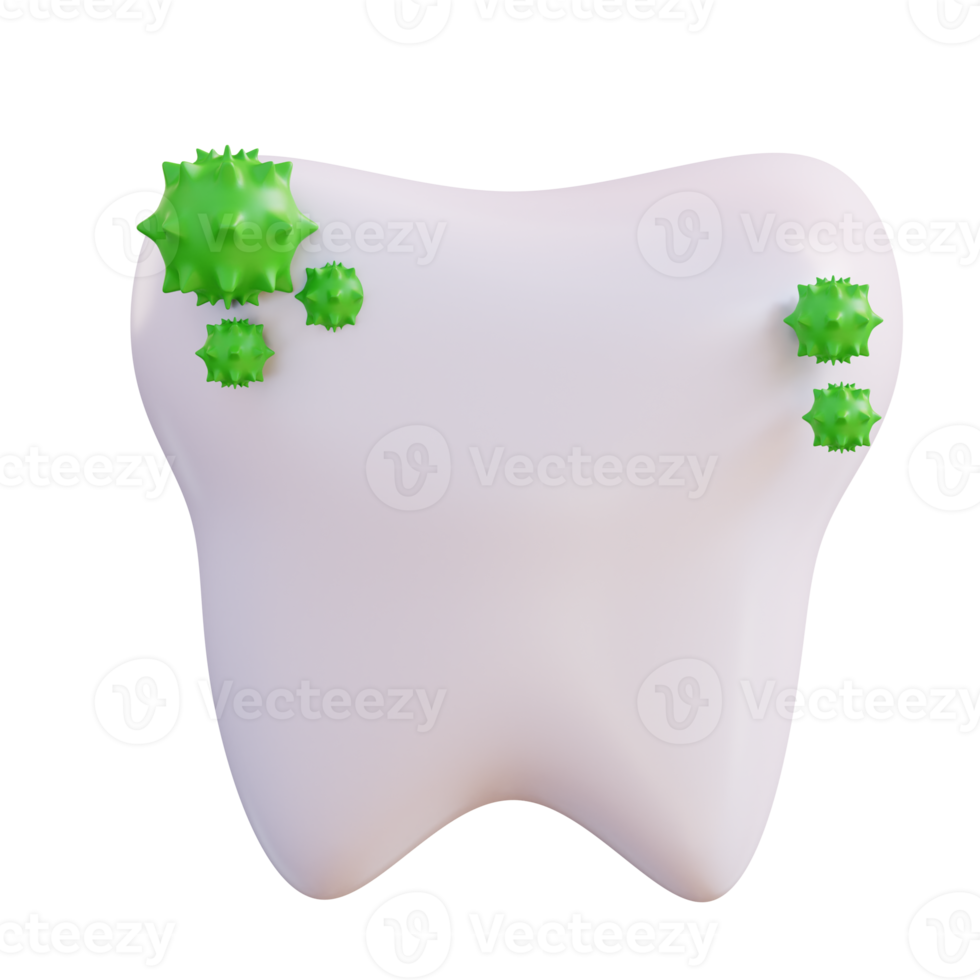 3d illustration of germs on teeth png