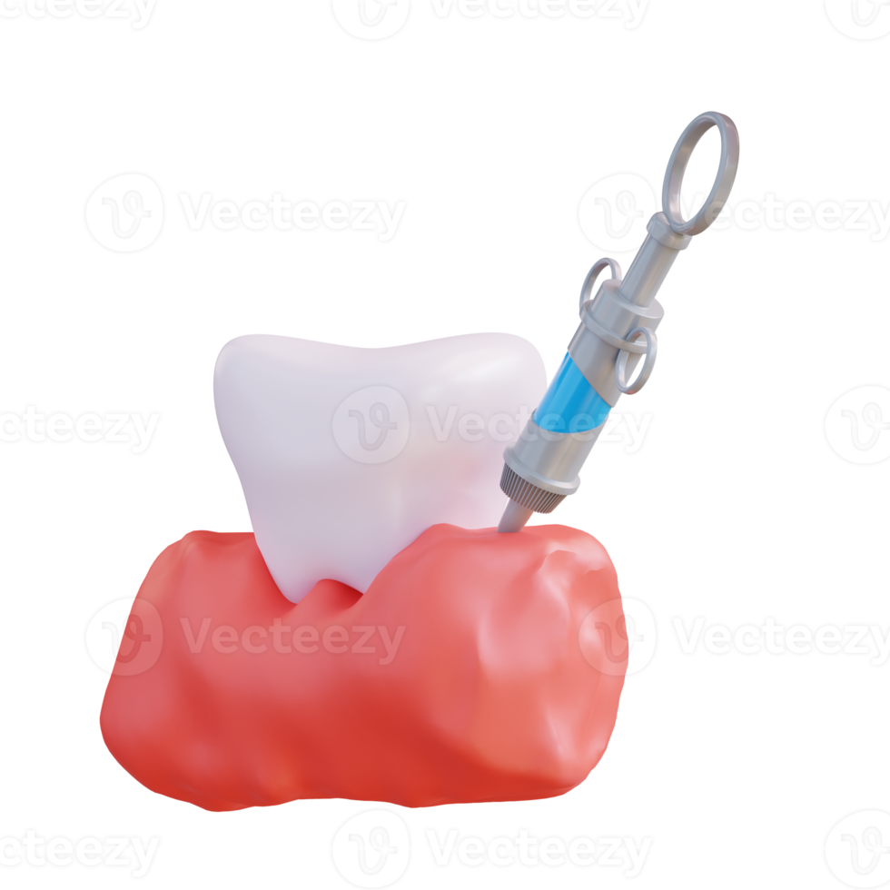 3d illustration of injecting stabbing tooth gum png