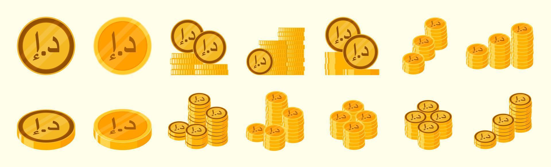United Arab Emirates Dirham Coin Icon Set vector