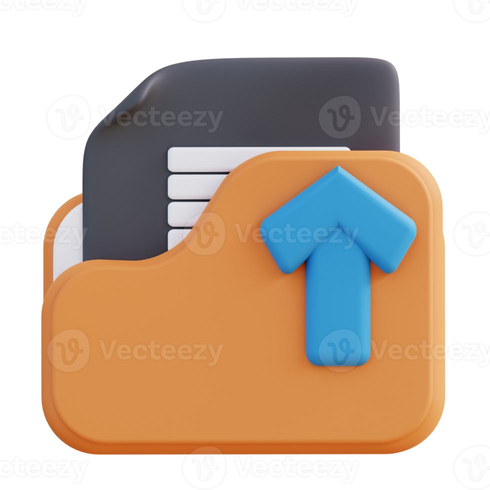 3D illustration of file management folder upload png