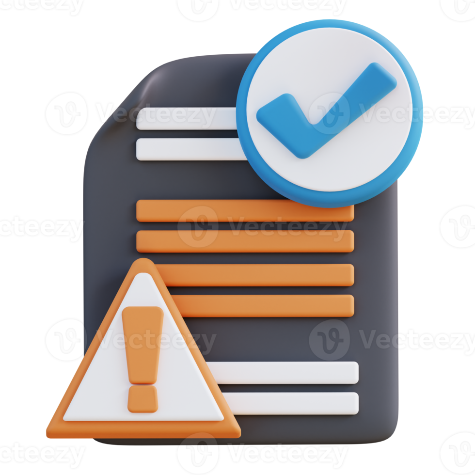 3D illustration of checklist document png