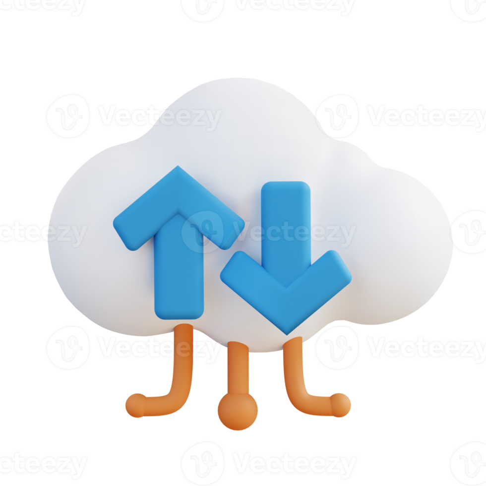 3D illustration of cloud backup management png