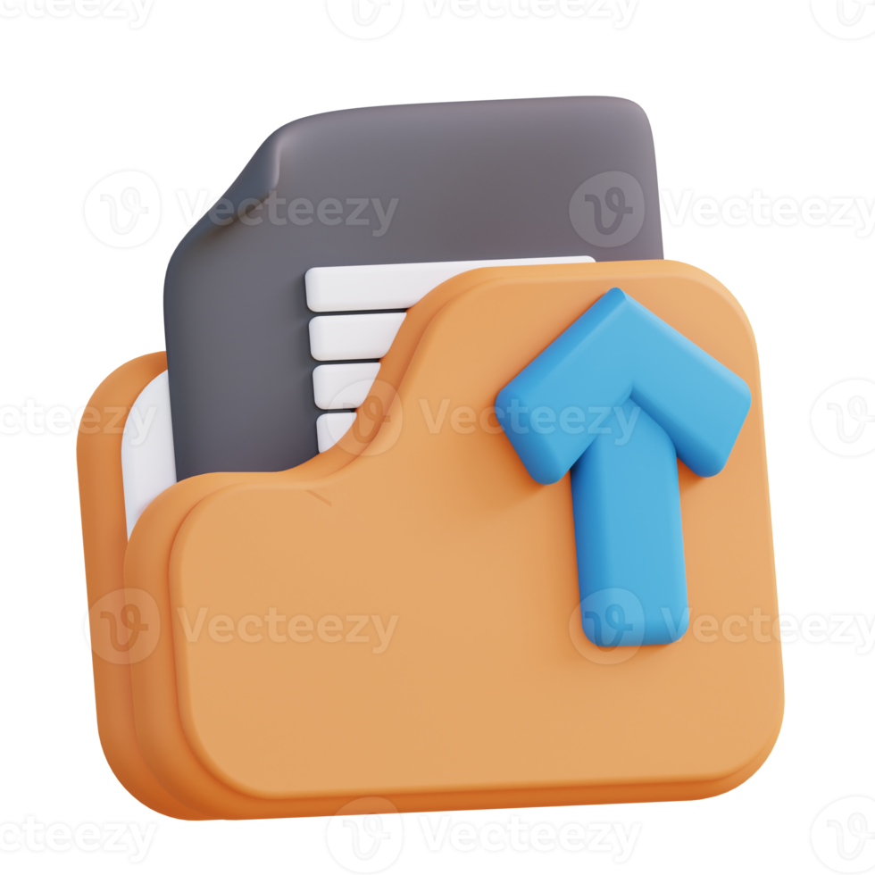 3D illustration of file management folder upload png