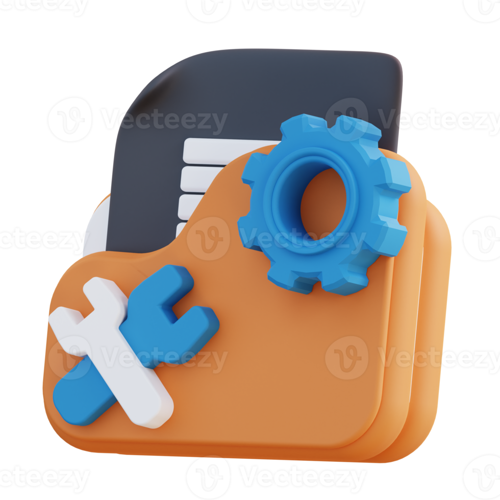 3D illustration of setting folder png