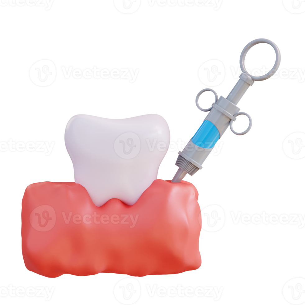 3d illustration of injecting stabbing tooth gum png