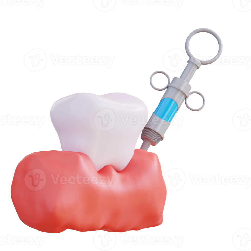 3d illustration of injecting stabbing tooth gum png