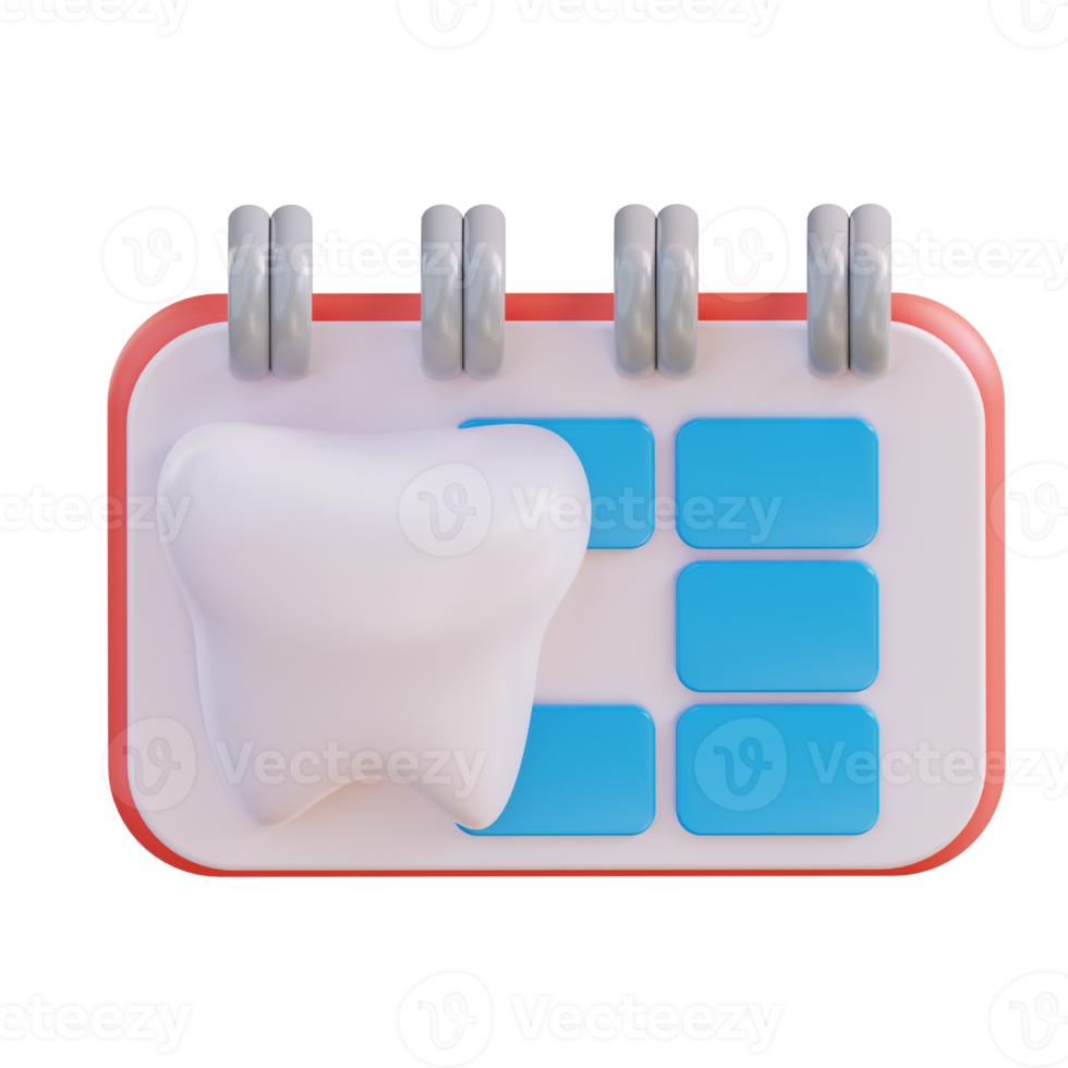 3d ilustración de dental salud controlar calendario png