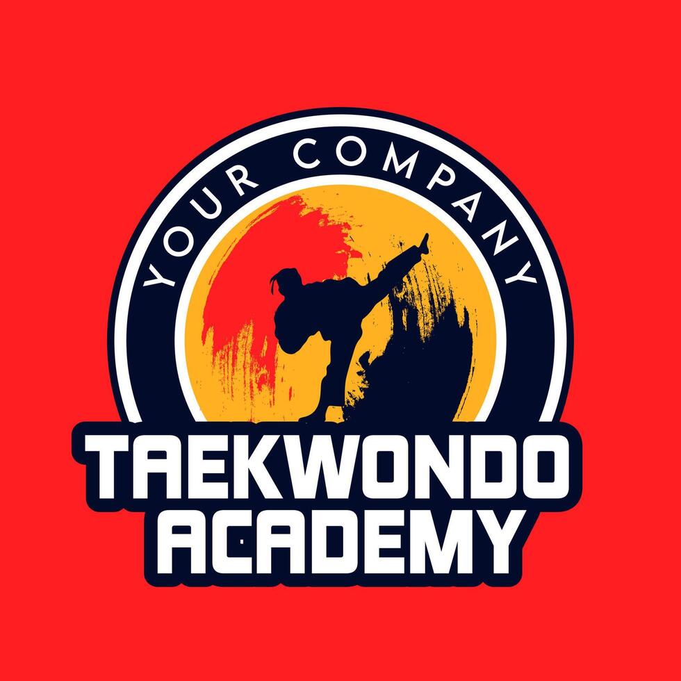 Taekwondo academy logo design template for emblem logo, and more