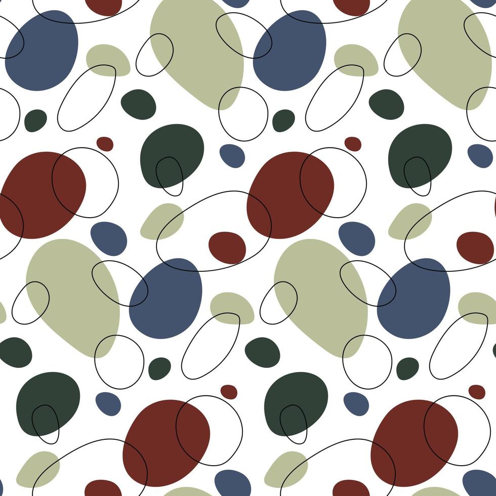 Fashionable seamless pattern with abstract shapes. Hand-drawn simple shapes. Abstract modern vector illustration in bright colors. Juicy shades on a white background. Texture line and stamp spot.