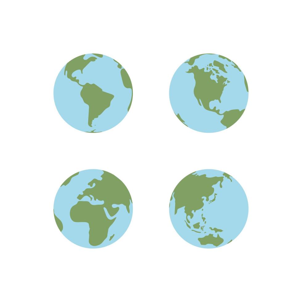 globo mundo mapa. planeta tierra plano vector ilustración. garabatear mapa con continentes y océanos