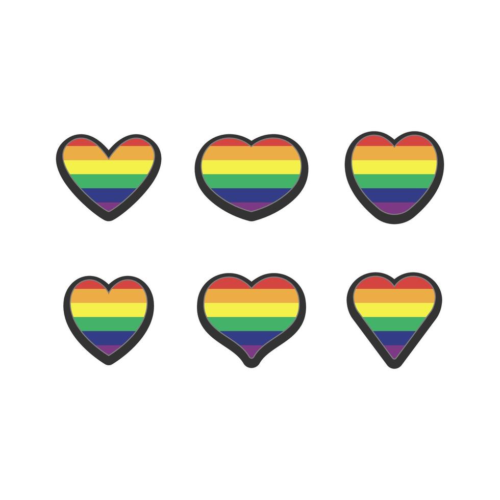 Lgbt rainbow flag in hearts shape. Gay, Lesbian, Bisexual, Trans, Queer pride love symbol of sexual diversity vector