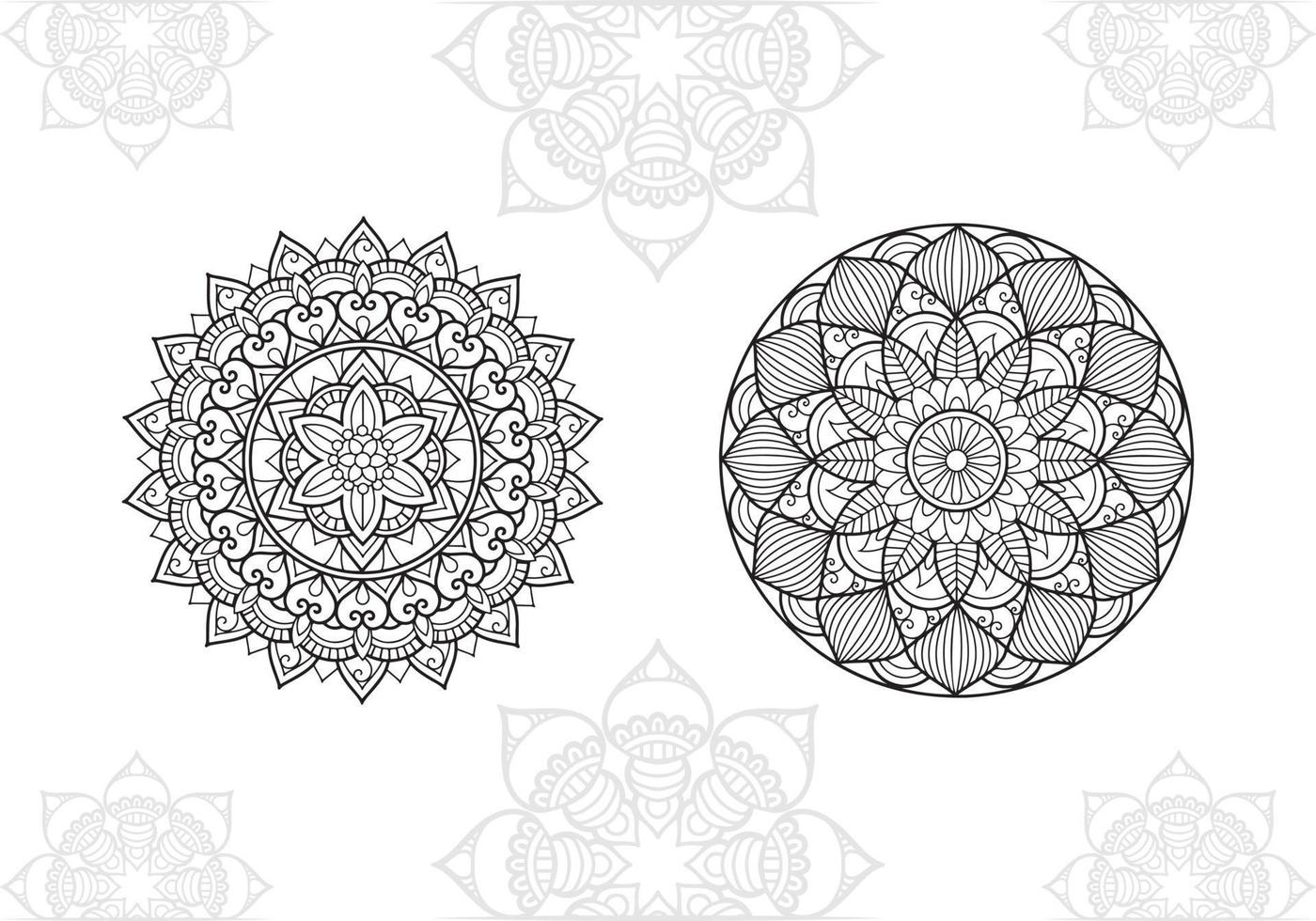 Collection of Monochrome ethnic mandala design. Anti-stress coloring page for adults vector