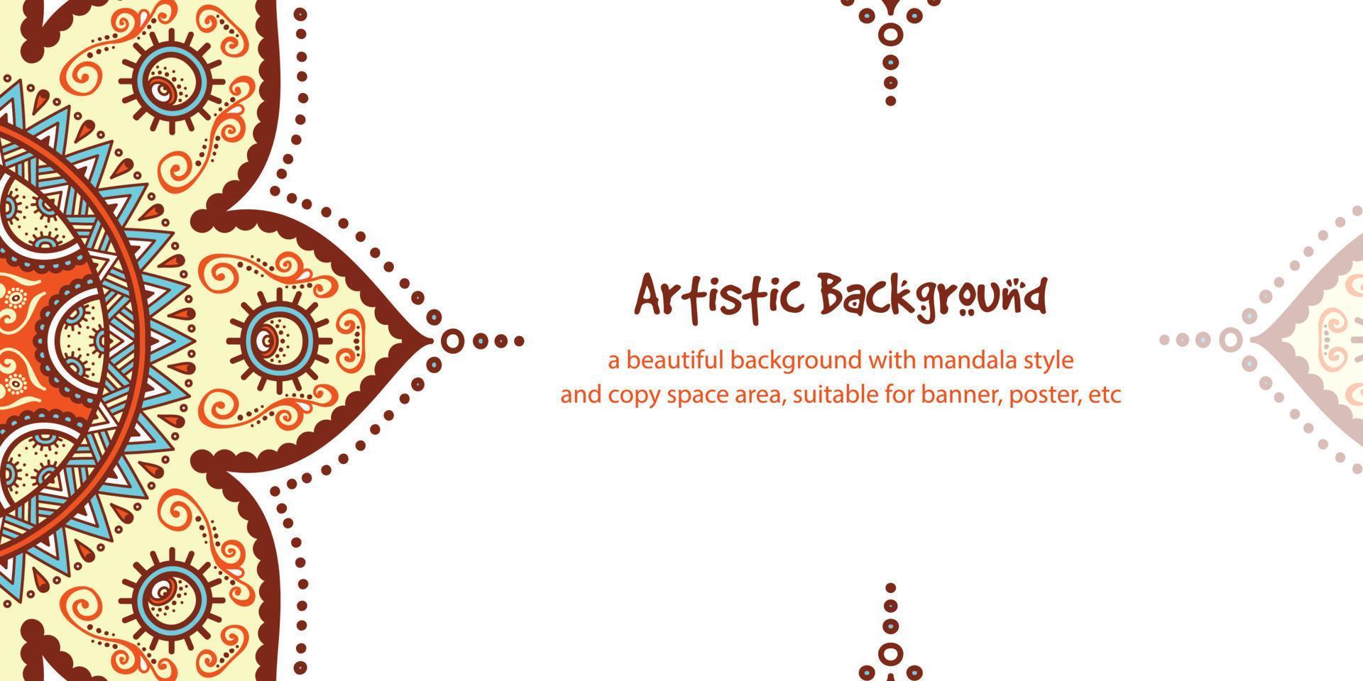 Ethnic background with copy space area using mandala style. Suitable for banner, poster, card, etc vector