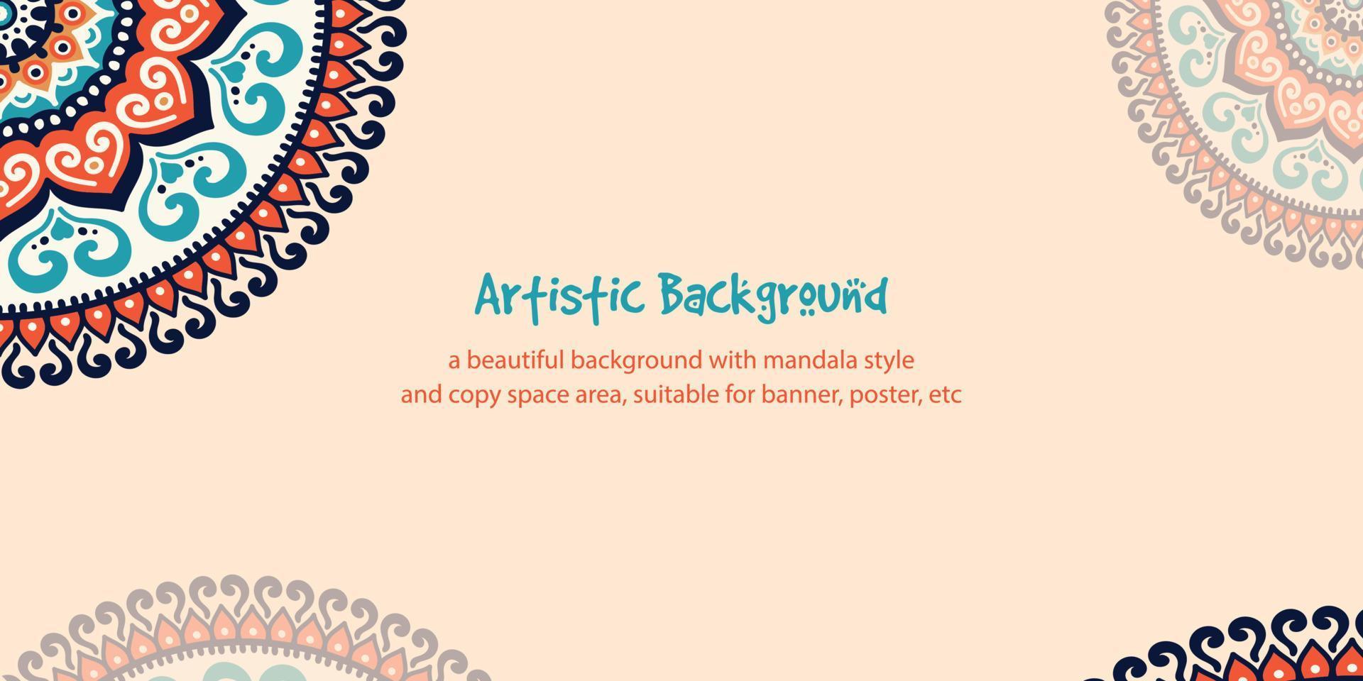 Ethnic background with copy space area using mandala style. Suitable for banner, poster, card, etc vector