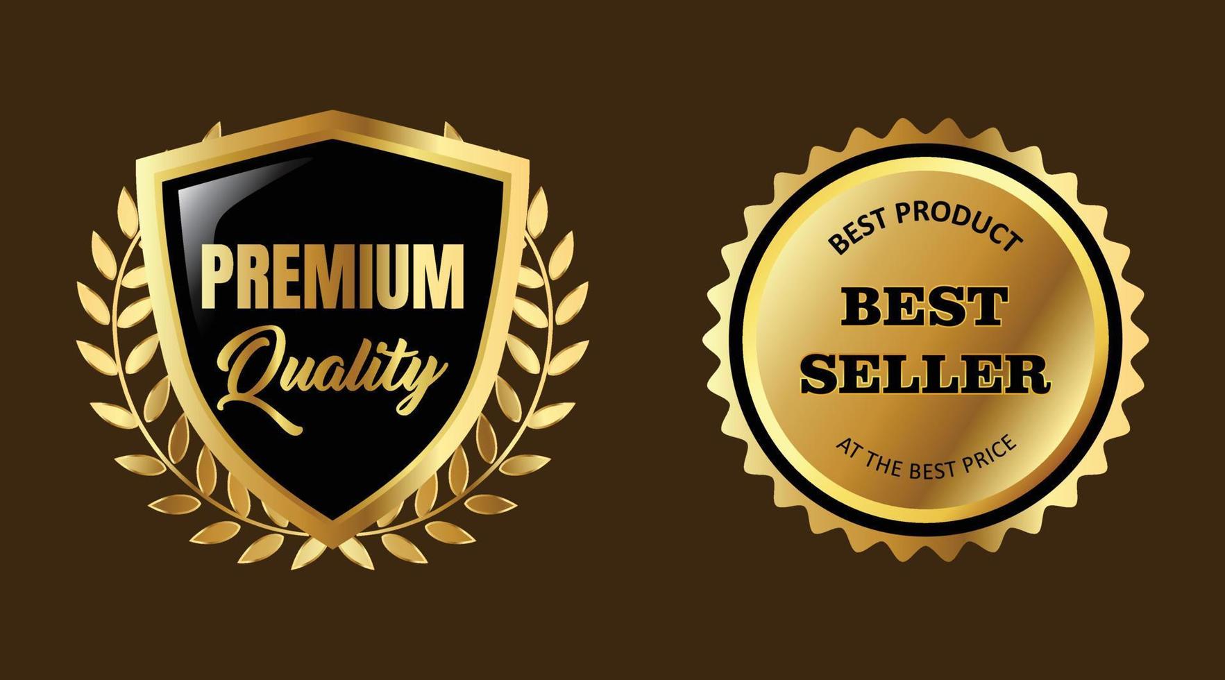 Collection of elegant golden premium best seller labels for business purpose vector