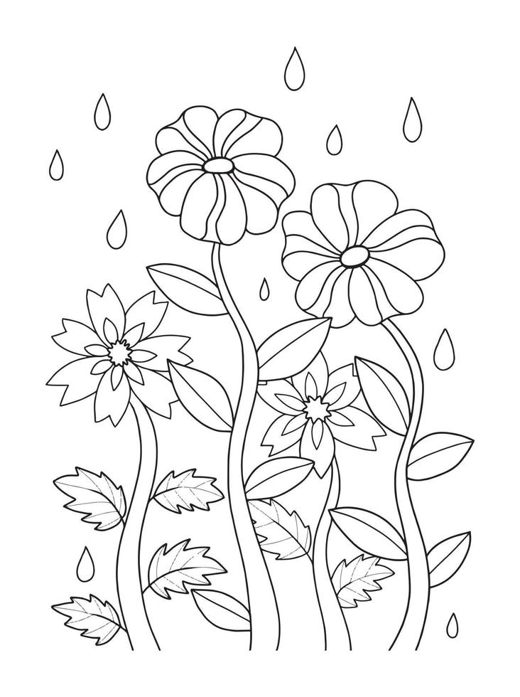 Vector illustration of flowers. Used for coloring book and coloring pages