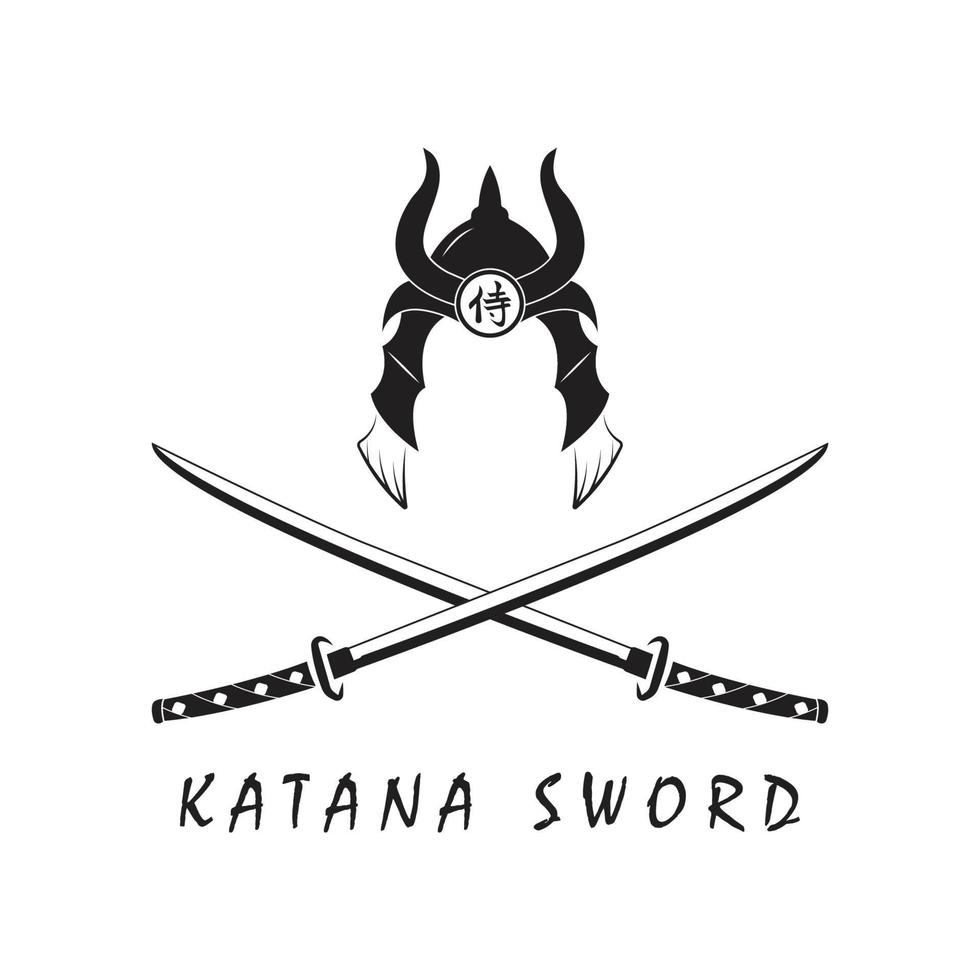 Katana sword logo, vintage vector illustration,  design modern japanese sword of katana logo concept