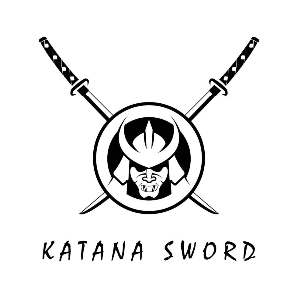 Katana sword logo, vintage vector illustration,  design modern japanese sword of katana logo concept