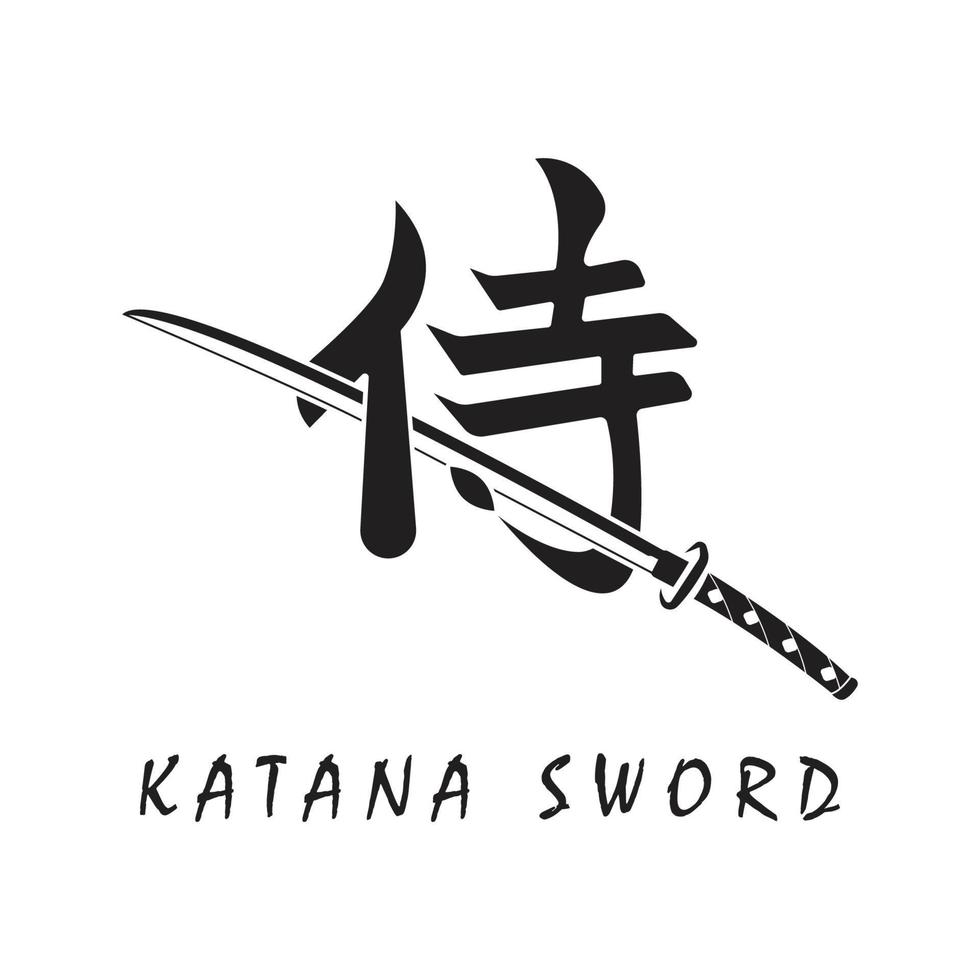 Katana sword logo, vintage vector illustration,  design modern japanese sword of katana logo concept
