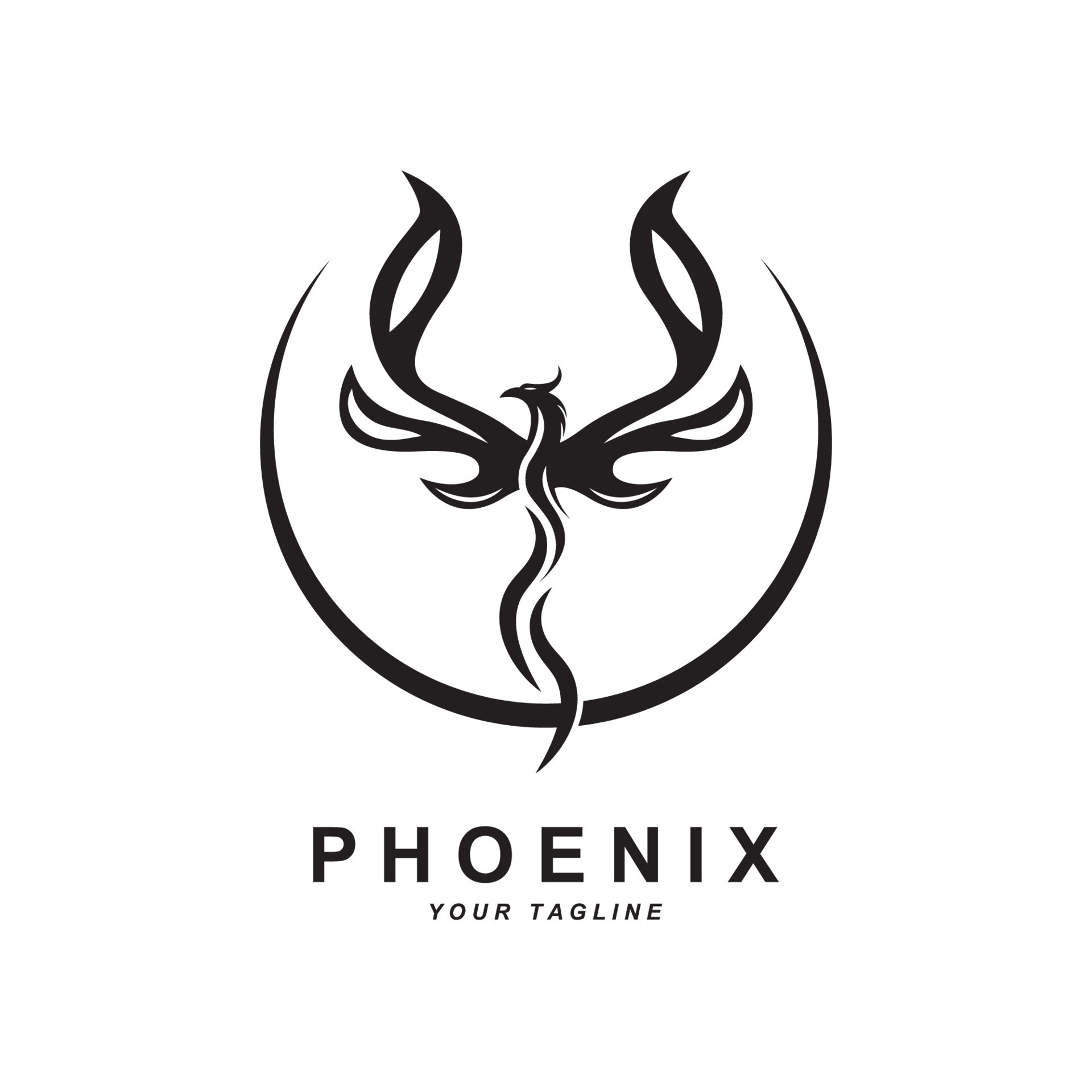 Phoenix logo icon, vector illustration, template design, brand company