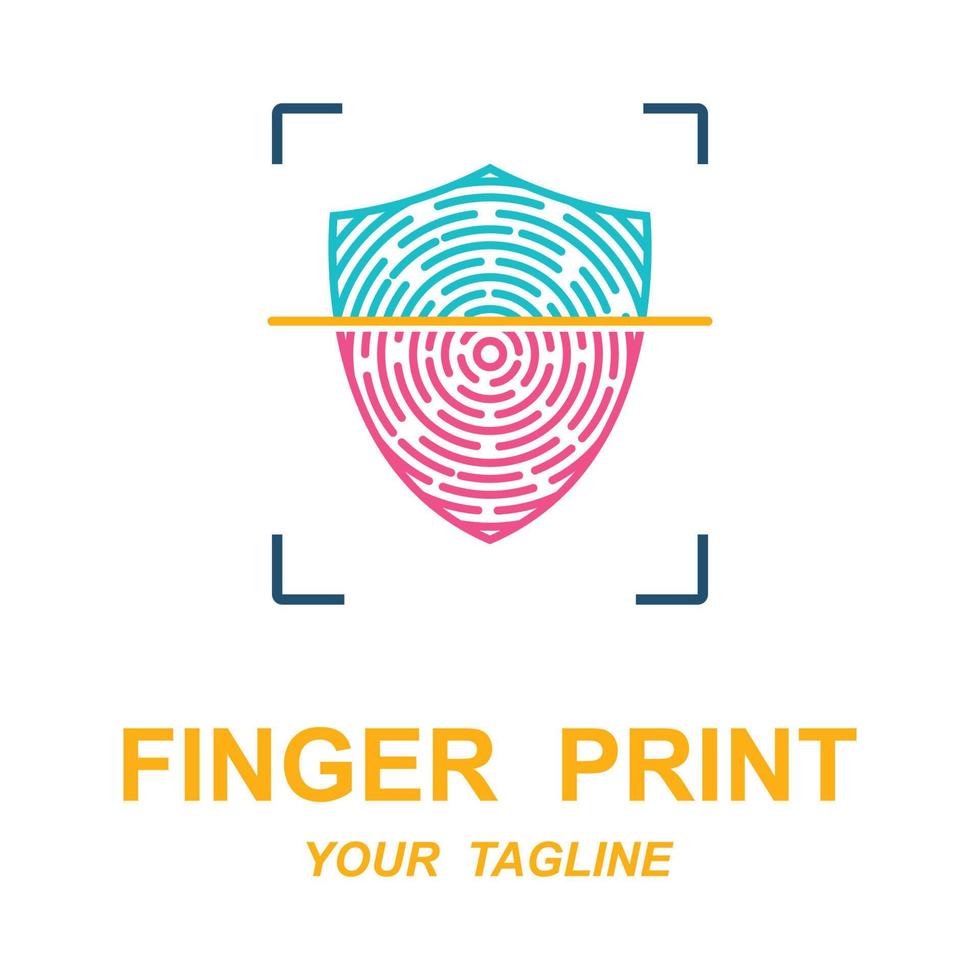 fingerprint identification logo with slogan template vector